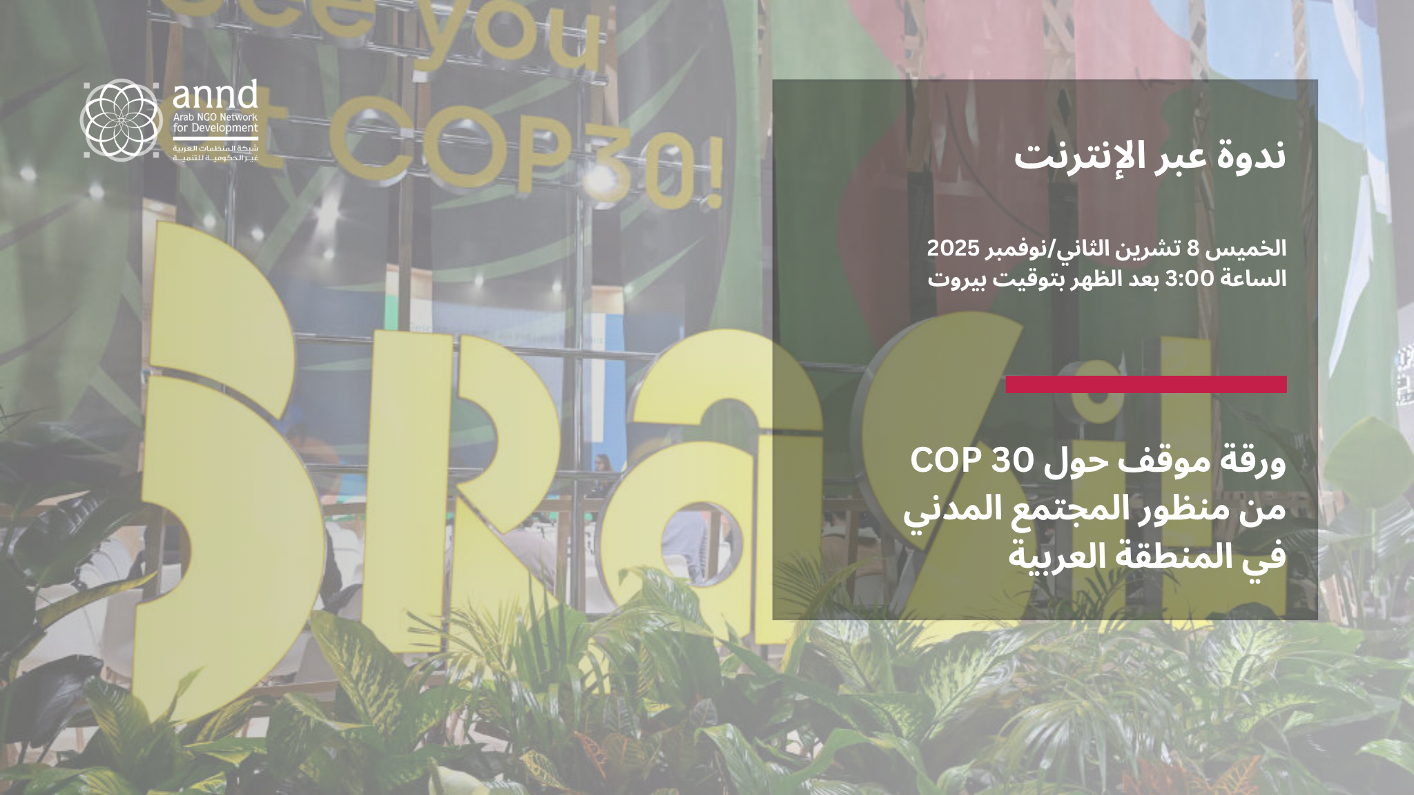 ندوة ورقة الموقف حول COP30 من منظور المجتمع المدني في المنطقة العربية