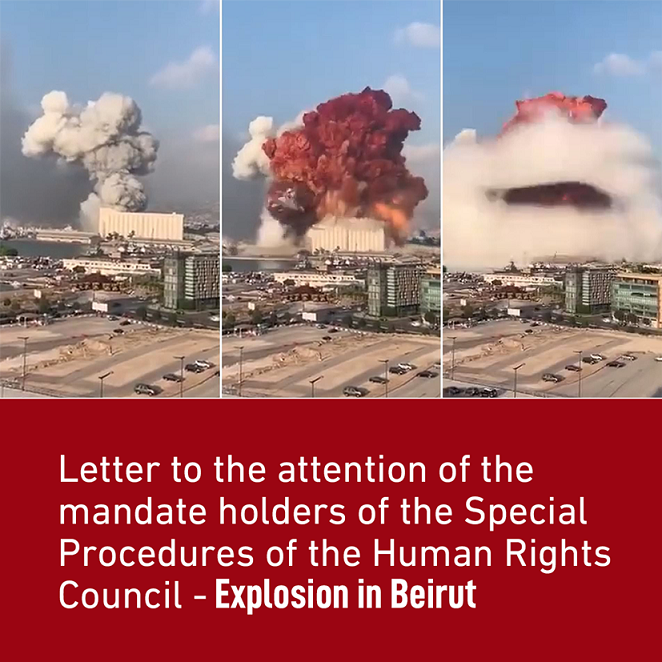 Letter to the attention of the mandate holders of the Special Procedures of the Human Rights Council -Explosion in Beirut